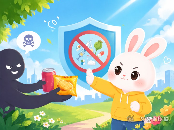 陌生人给的饮料零食不能碰禁毒手抄报怎么写 - 禁毒宣传远离毒品手抄报系列作品预览