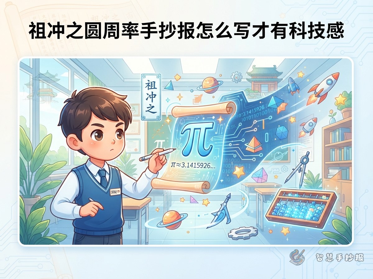 祖冲之圆周率手抄报怎么写才有科技感 - 智慧手抄报专题封面图