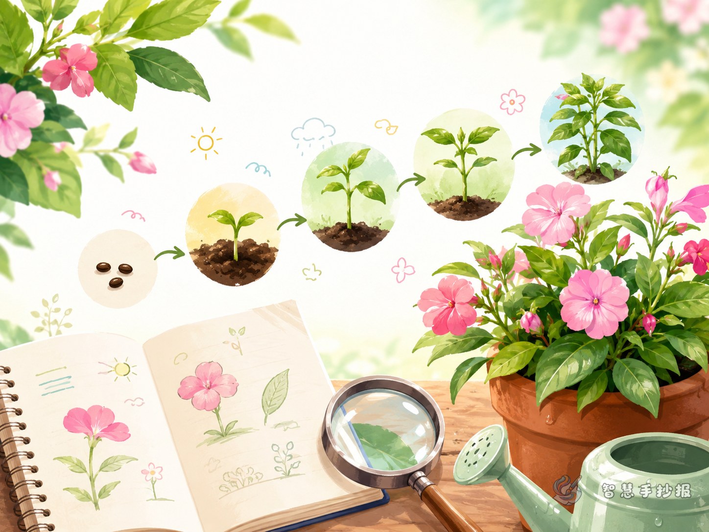 凤仙花种植观察手抄报怎么设计更有过程感 - 智慧手抄报专题封面图