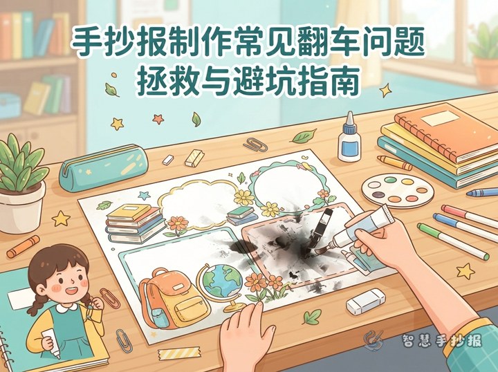 手抄报勾线笔晕开、透到背面怎么办？不重画的补救方法 - 相关内容封面