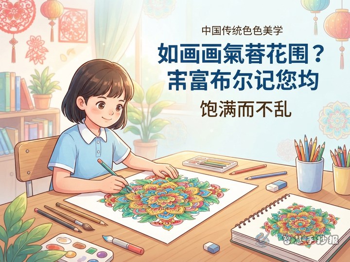 宝相花纹手抄报怎么画？配色饱满又不显乱的做法 - 手抄报专题封面
