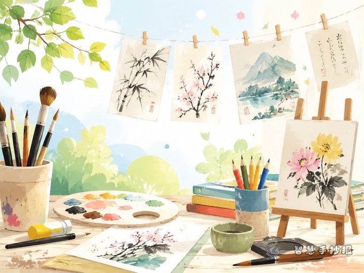 校园艺术节书画展手抄报怎么做更有艺术感 - Sketch Topic Cover