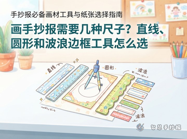 画手抄报需要几种尺子？直线、圆形和波浪边框工具怎么选 - 相关内容封面