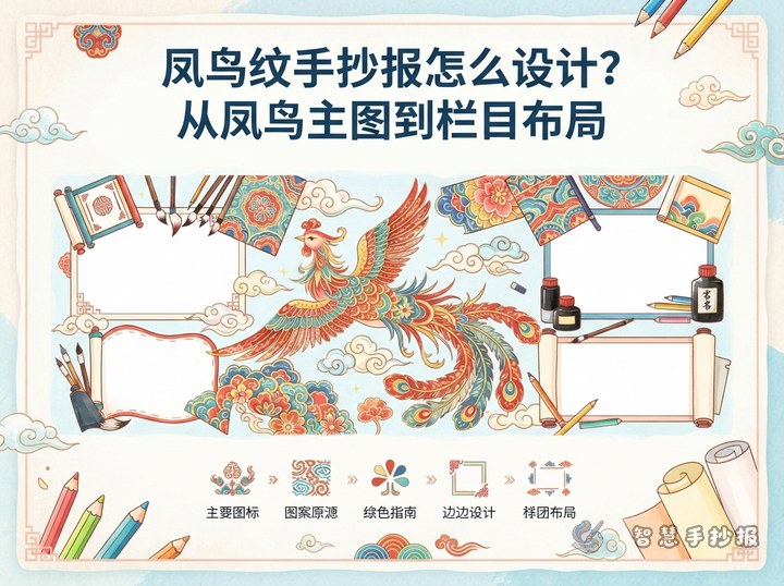 凤鸟纹手抄报怎么设计？从凤鸟主图到栏目布局 - 相关内容封面