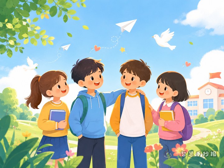 同学之间怎样友善相处手抄报更适合校园宣传 - 校园反欺凌友善相处手抄报系列作品预览