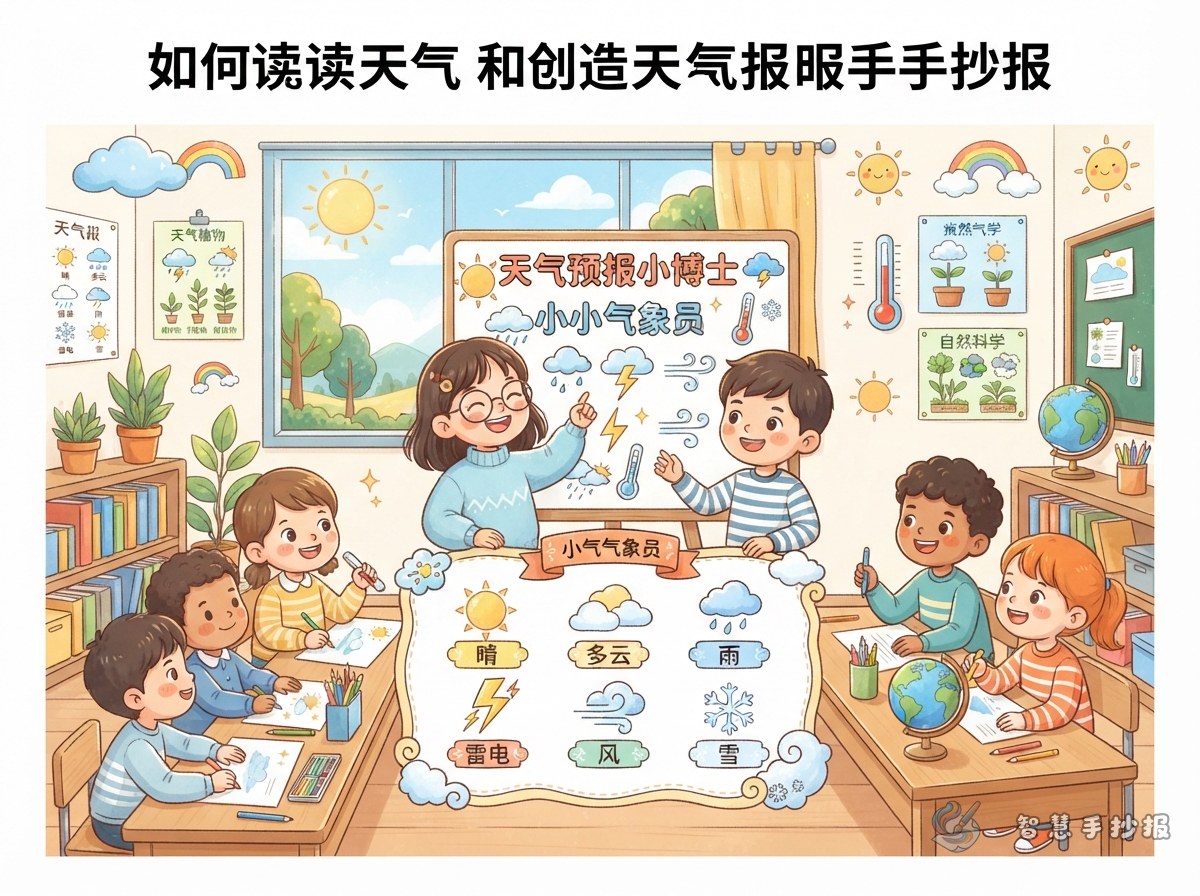 天气预报里的小图标怎么看手抄报怎么做 - 智慧手抄报专题封面图