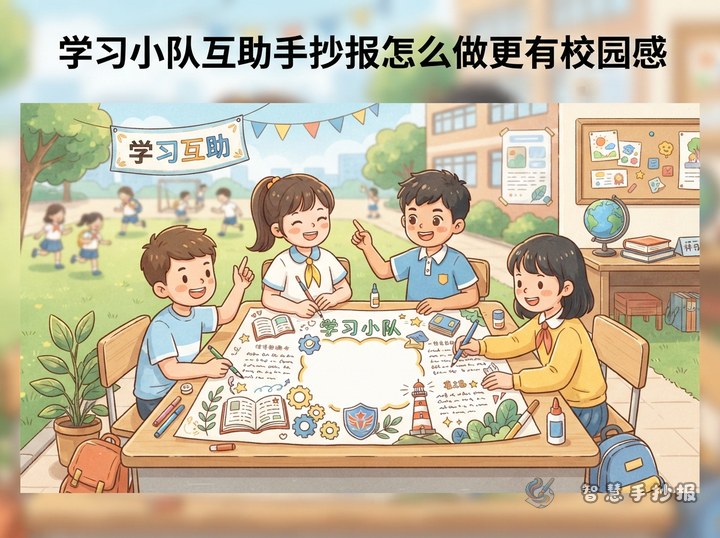 学习小队互助手抄报怎么做更有校园感 - 相关内容封面