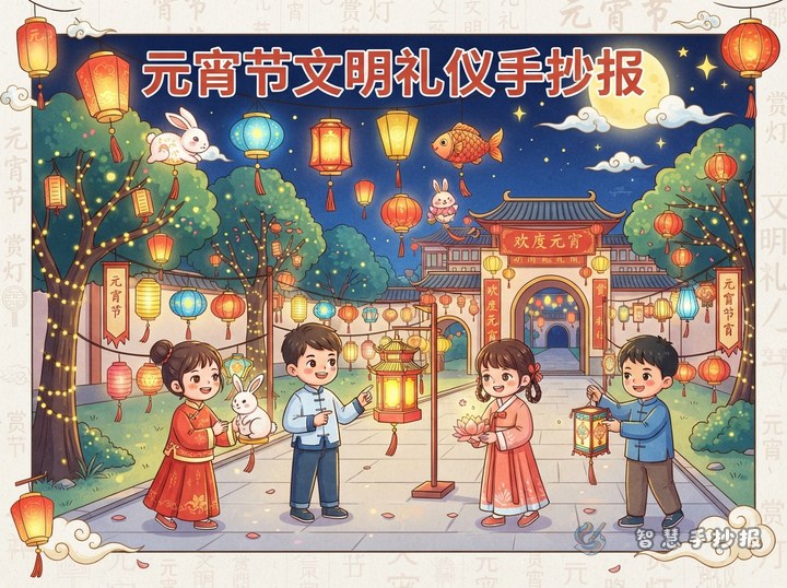 How to Make a Lantern Festival Courtesy Poster: Content and Layout Ideas - Preview of Handwritten Newspaper on Traditional Festival Etiquette series
