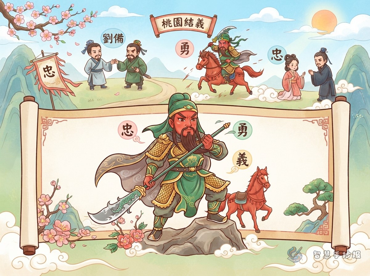 关羽人物故事手抄报怎么表现忠、勇、义？ - 智慧手抄报专题封面图