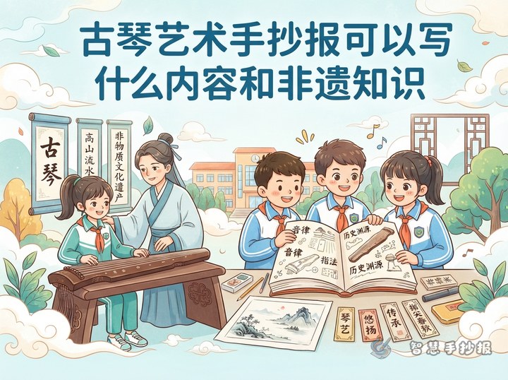 古琴艺术手抄报可以写什么内容和非遗知识 - 相关内容封面