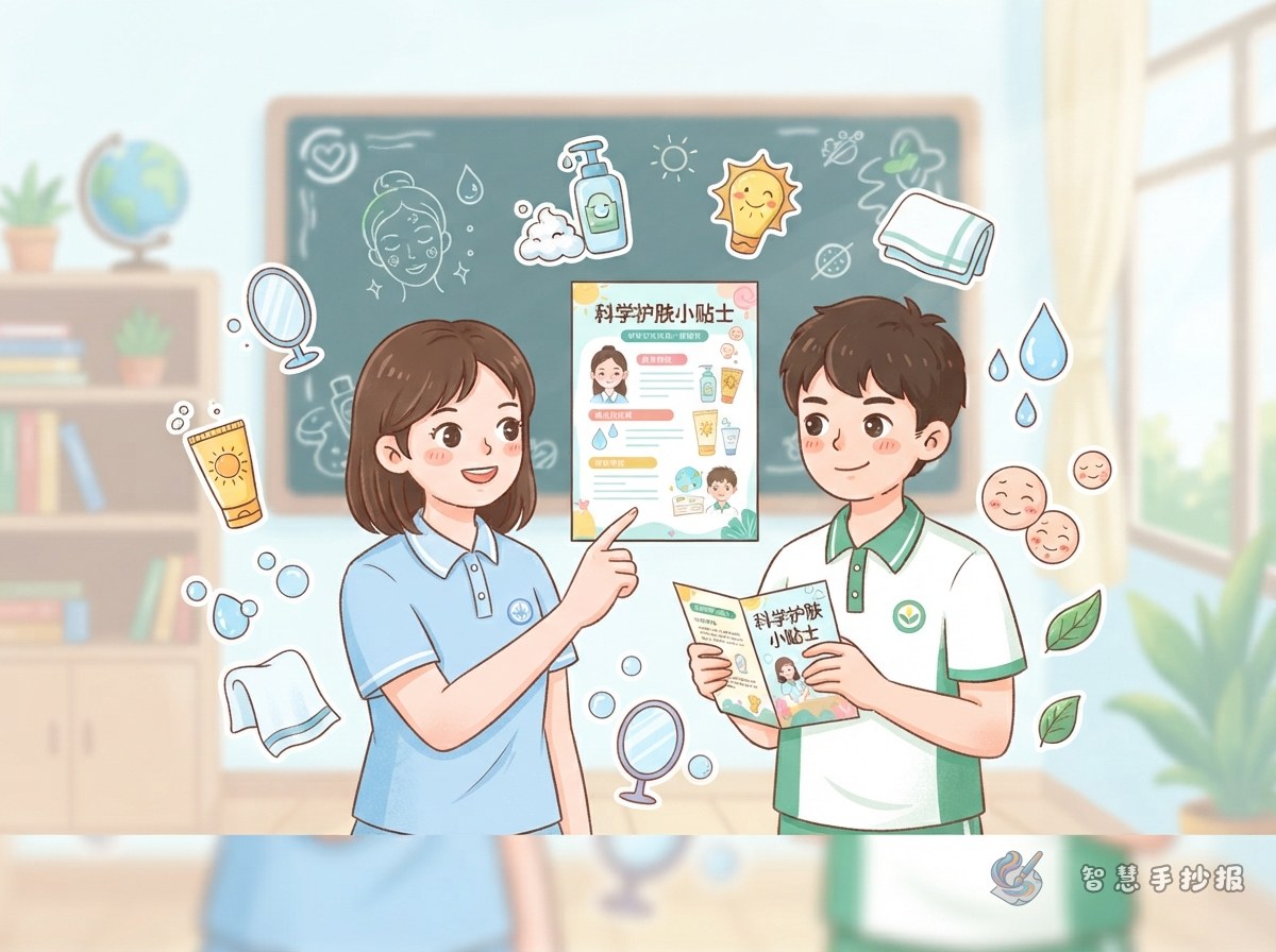 青春期长痘护肤手抄报写什么才科学 - 智慧手抄报专题封面图