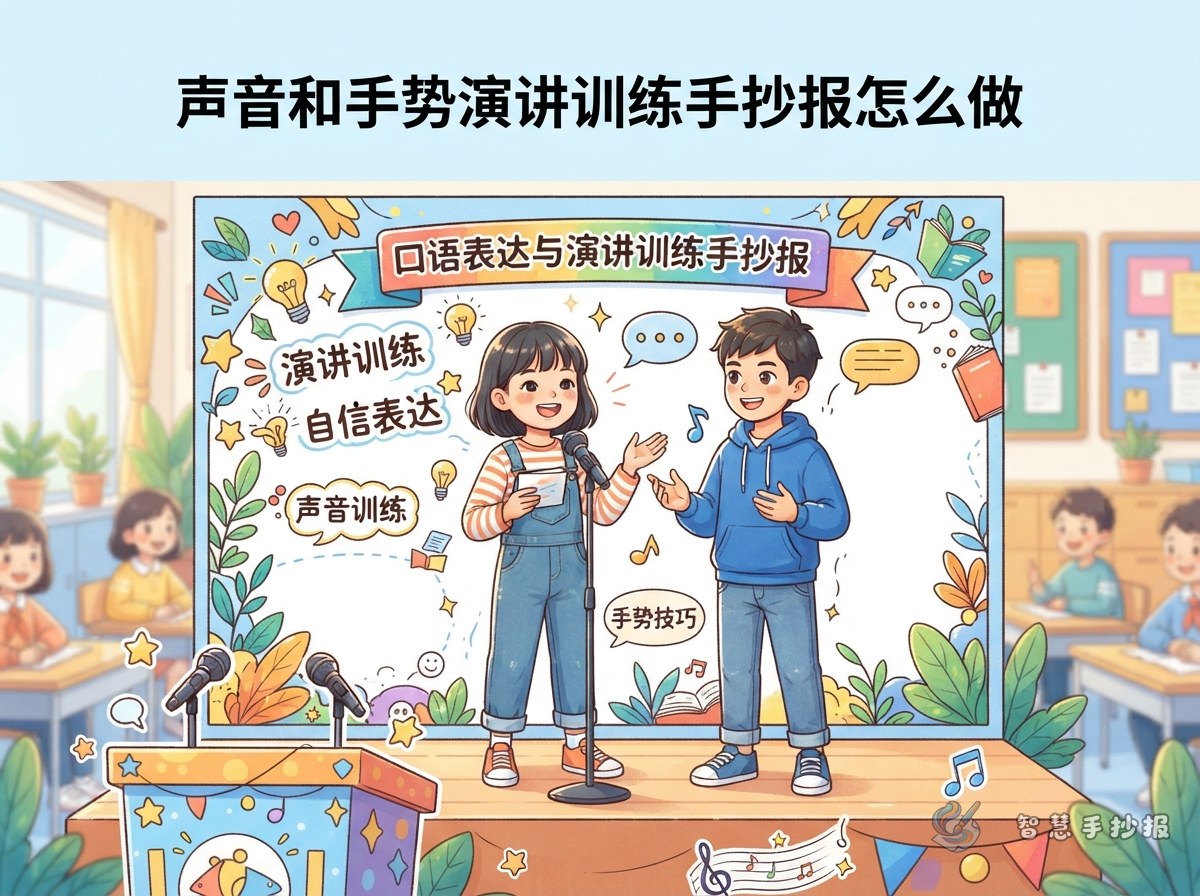 声音和手势演讲训练手抄报怎么做 - 智慧手抄报专题封面图
