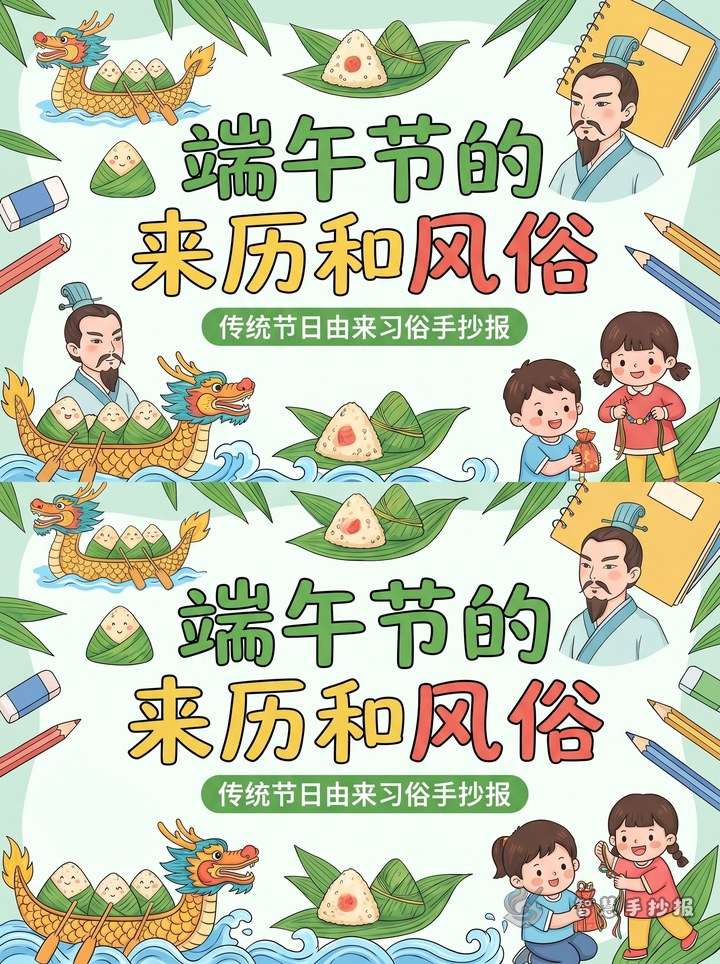 端午节的来历和风俗手抄报内容怎么写 - 传统节日由来习俗手抄报手抄报封面