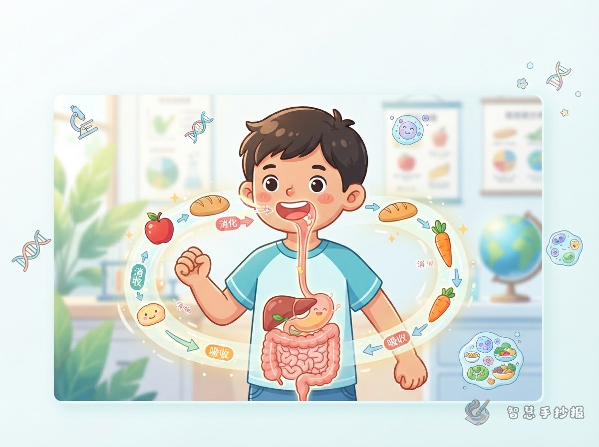 食物在身体里经历了什么？消化系统手抄报怎么设计 - 智慧手抄报专题封面图