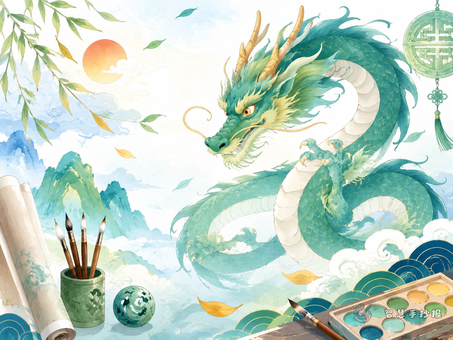 How to Design an Azure Dragon Handwritten Newspaper with Traditional Style - Poster topic cover image