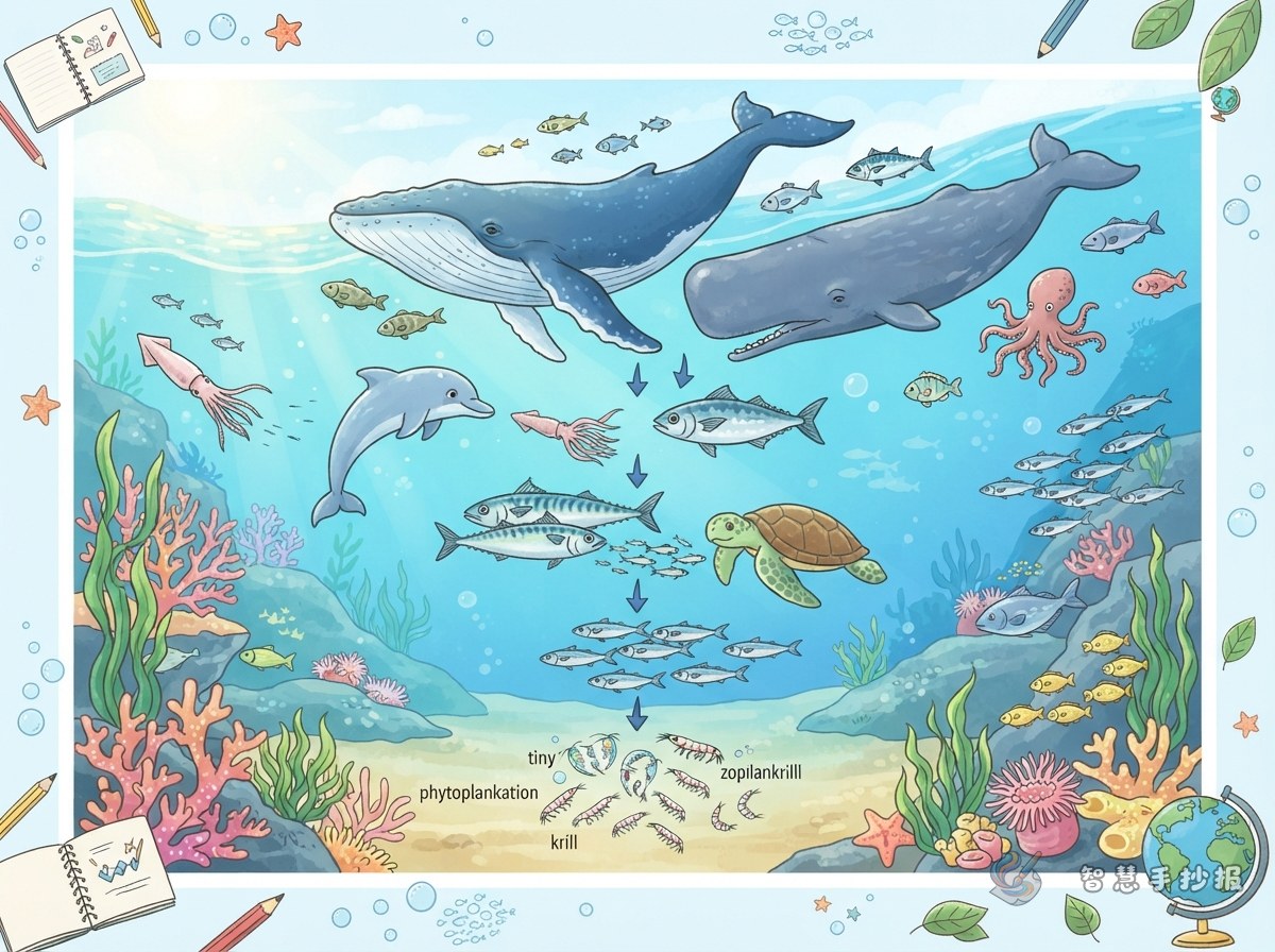 How to Make an Ocean Food Chain Handwritten Poster: From Plankton to Whales - Poster topic cover image