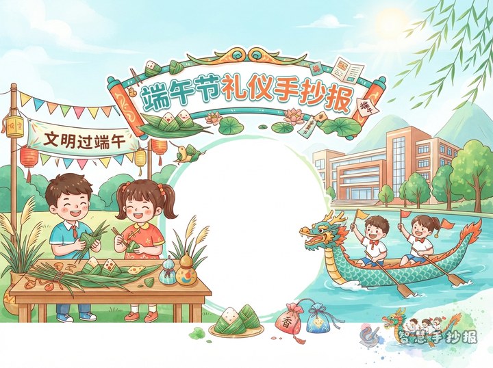 端午节礼仪手抄报怎么写？文明过端午内容与版面 - 中国传统节日礼仪手抄报系列作品预览