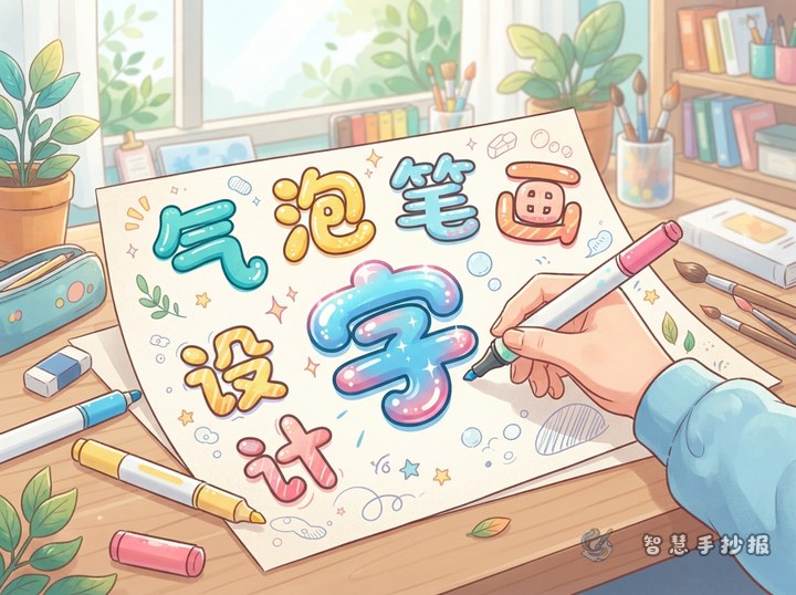 手抄报气泡字怎么画？圆润笔画与高光设计方法 - 相关内容封面