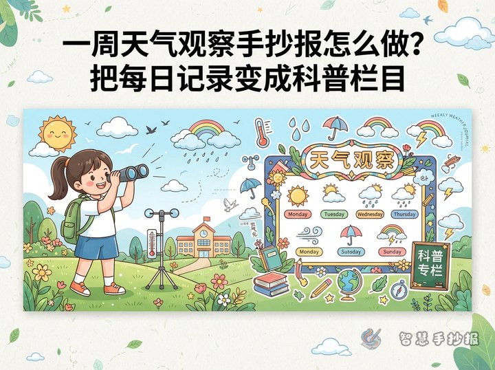 一周天气观察手抄报怎么做？把每日记录变成科普栏目 - 相关内容封面