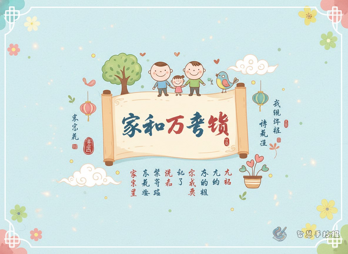 &ldquo;家和万事兴&rdquo;家风家训手抄报怎么设计更温暖？ - Poster topic cover image