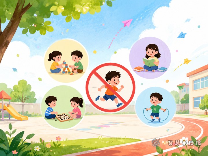 下课不追跑的安全小游戏手抄报怎么做 - 课间活动与安全游戏手抄报手抄报封面