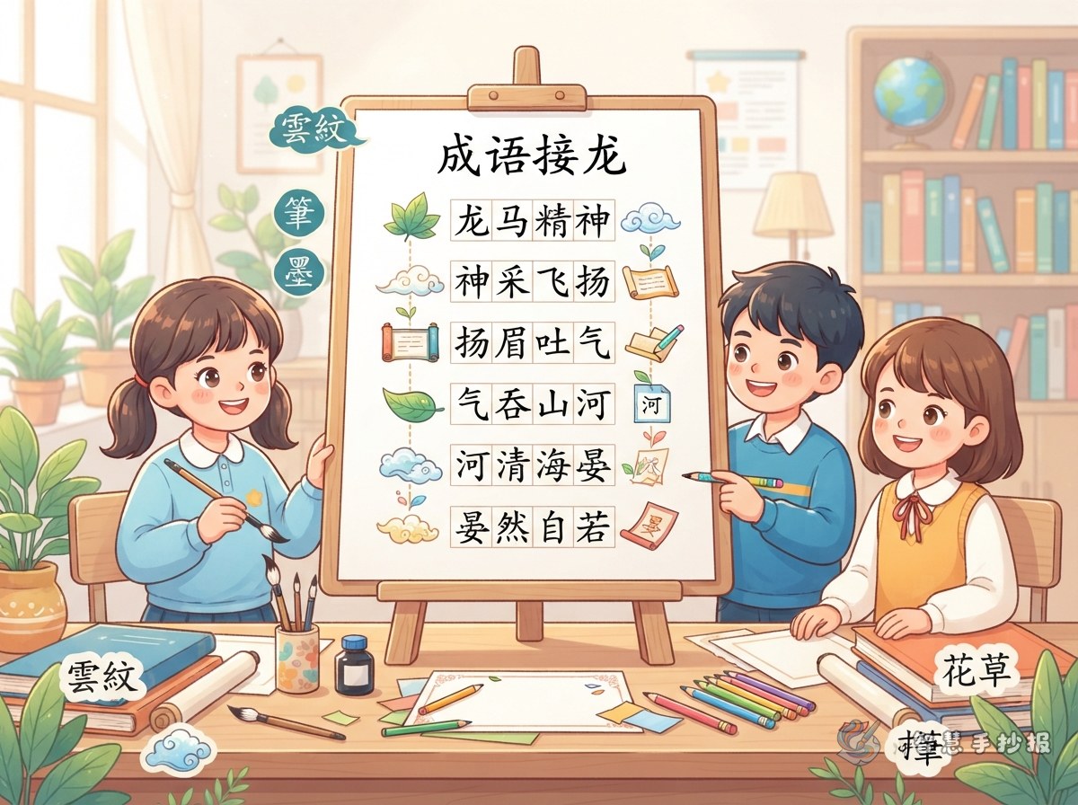 成语接龙手抄报怎么排版才不显得乱 - 智慧手抄报专题封面图