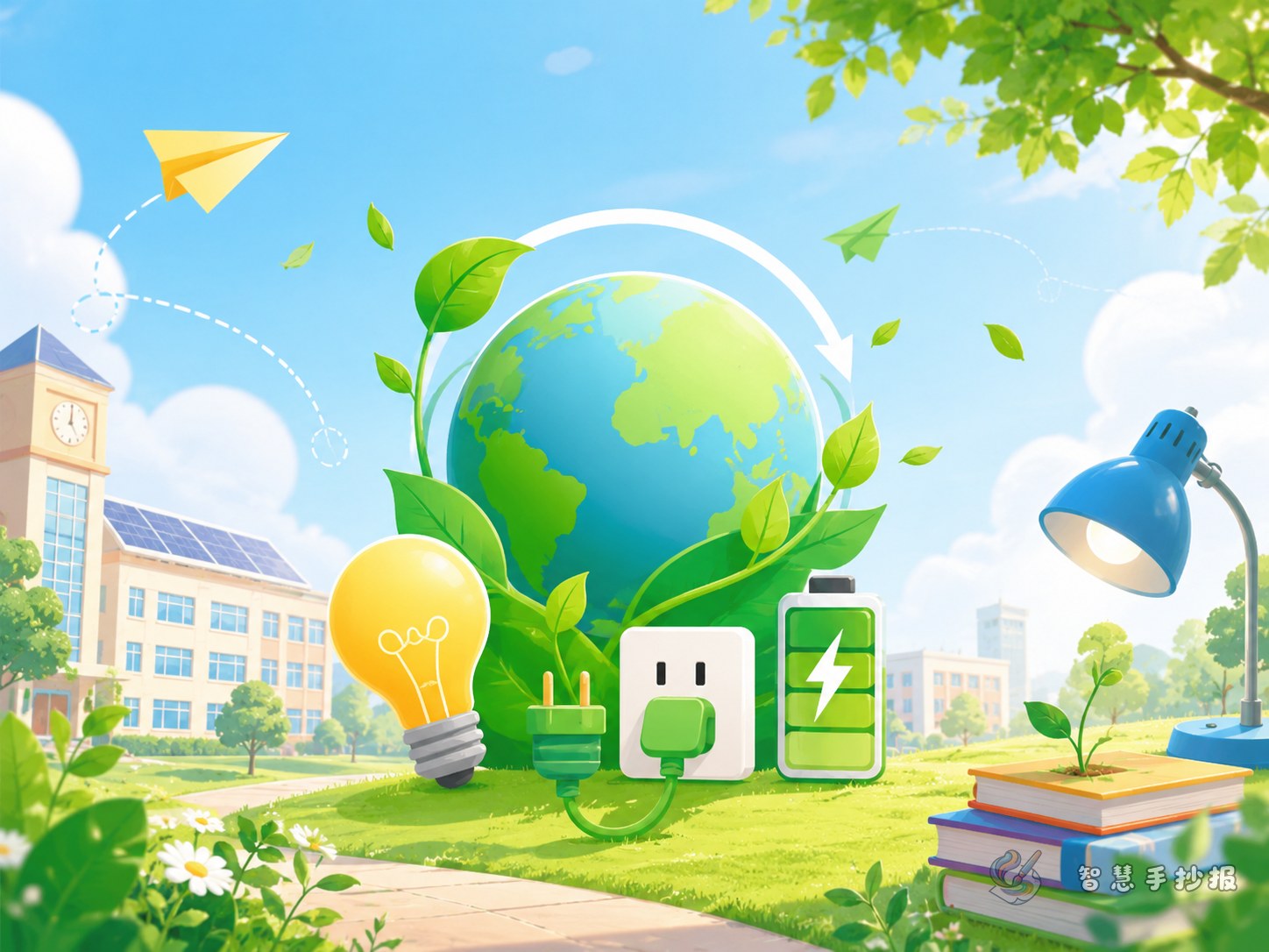 校园低碳行动手抄报可以分成哪几个栏目 - 智慧手抄报专题封面图