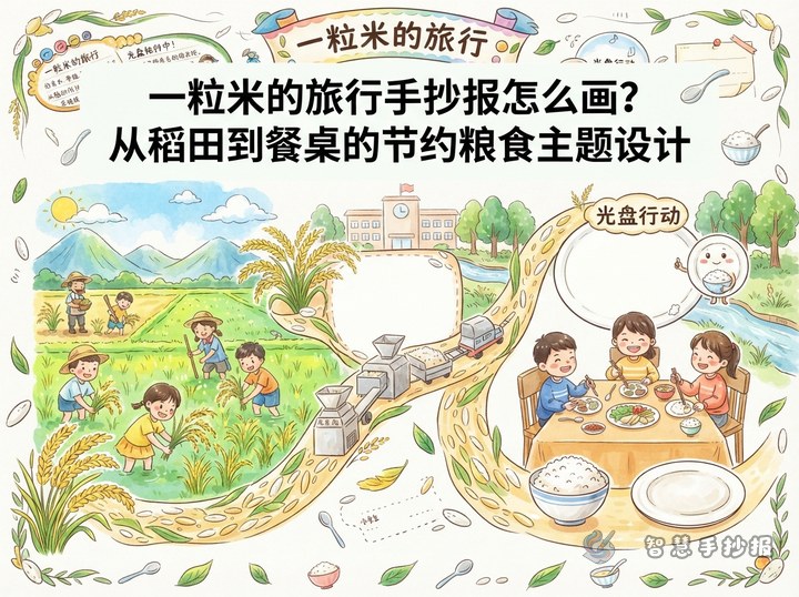 How to Draw a 'Journey of a Grain of Rice' Handwritten Newspaper: A Food-Saving Theme from Paddy Field to Table - Related topic thumbnail