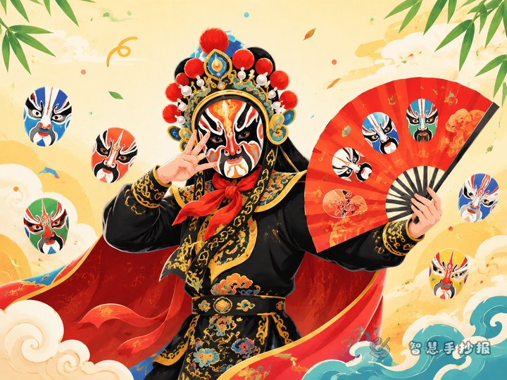 What to Write in a Sichuan Opera Face-Changing Handwritten Newspaper - Preview of Traditional Arts and Intangible Cultural Heritage Handwritten Newspaper series