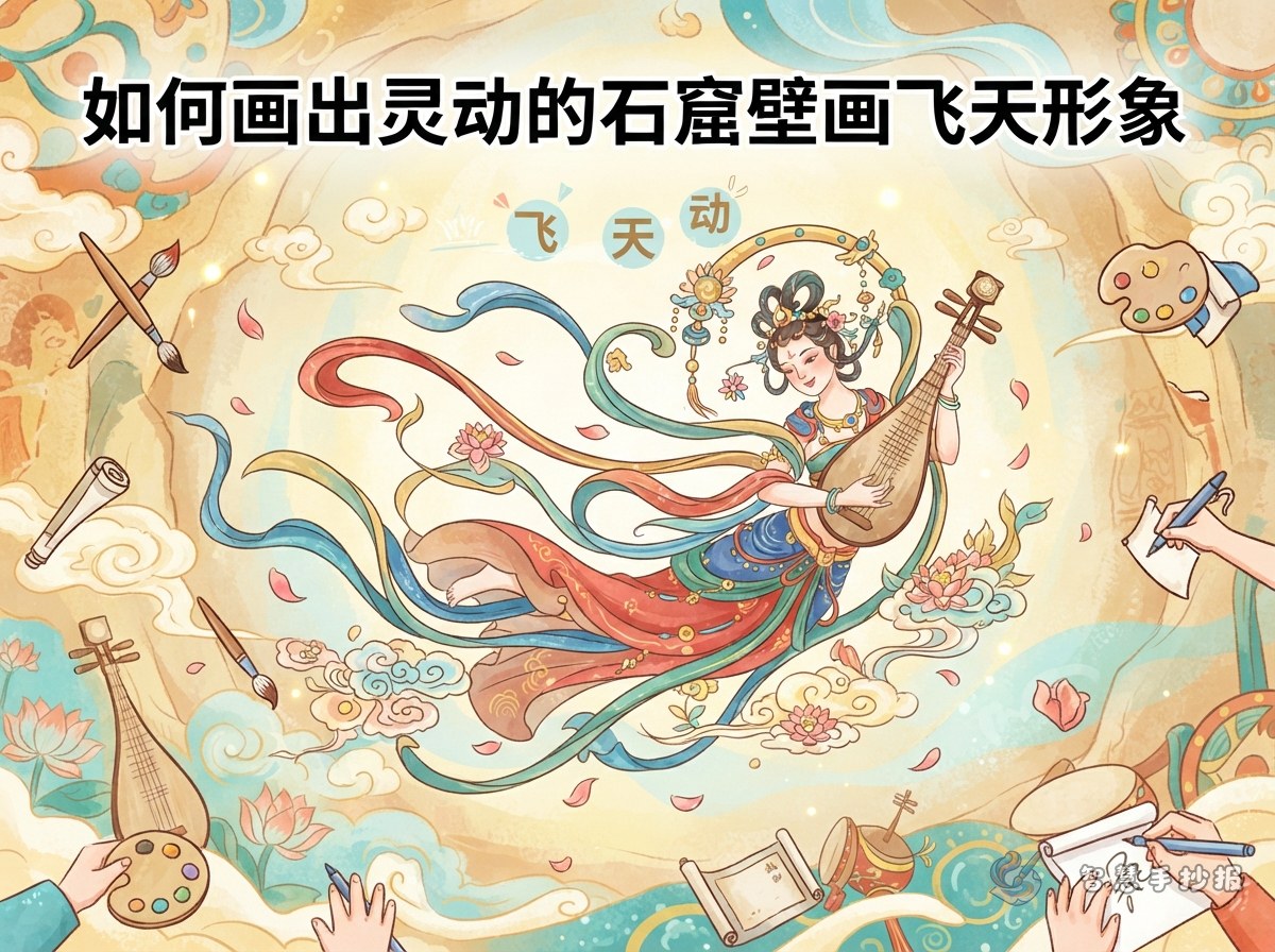 How to Draw Flying Apsaras for a Grotto Mural Handwritten Newspaper - Poster topic cover image