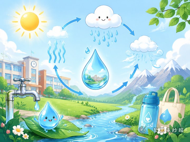 校园里的一滴水去了哪里？水循环和节水手抄报可以这样设计 - 相关内容封面