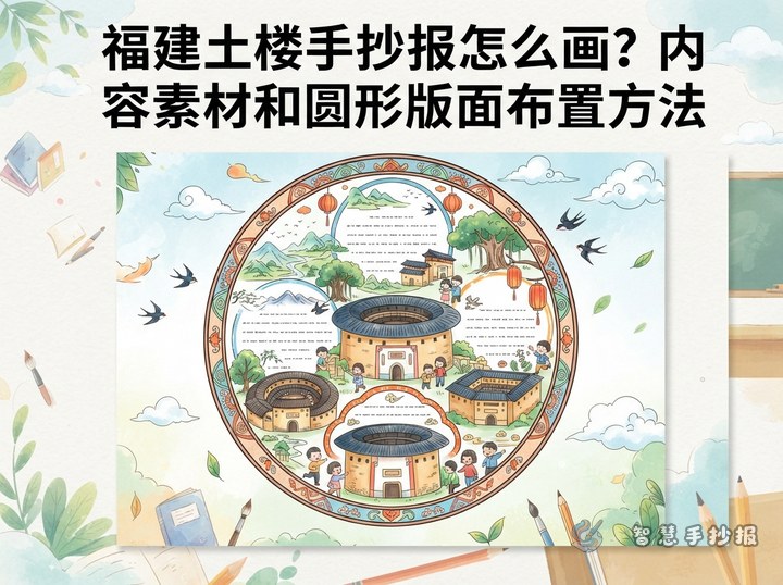 How to Make a Fujian Tulou Handwritten Newspaper: Content and Round Layout Ideas - Sketch Topic Cover