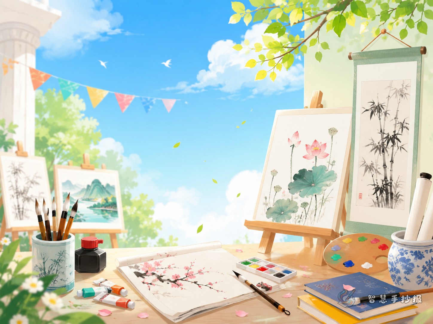 校园艺术节书画展手抄报可以分哪些栏目 - 智慧手抄报专题封面图