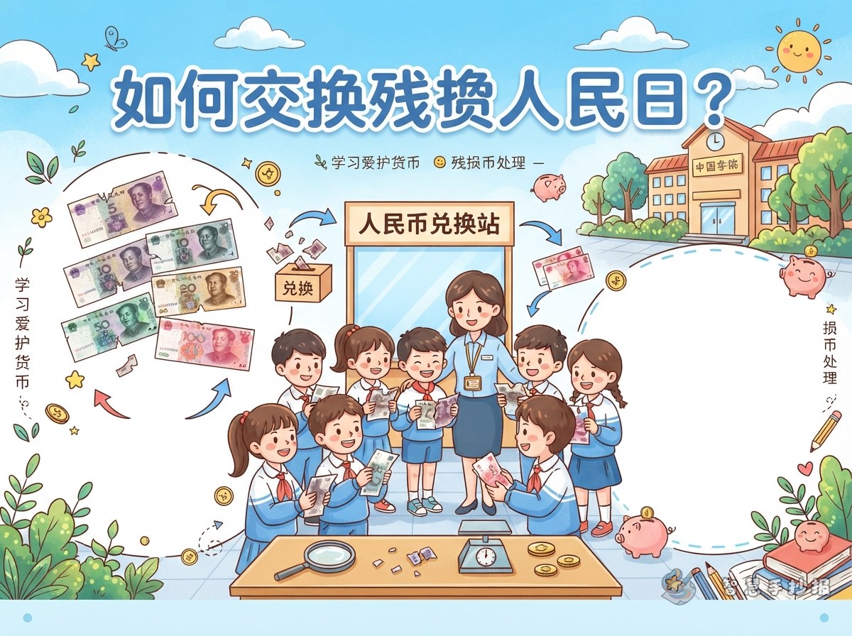 残损人民币如何兑换？手抄报这样写 - 智慧手抄报专题封面图
