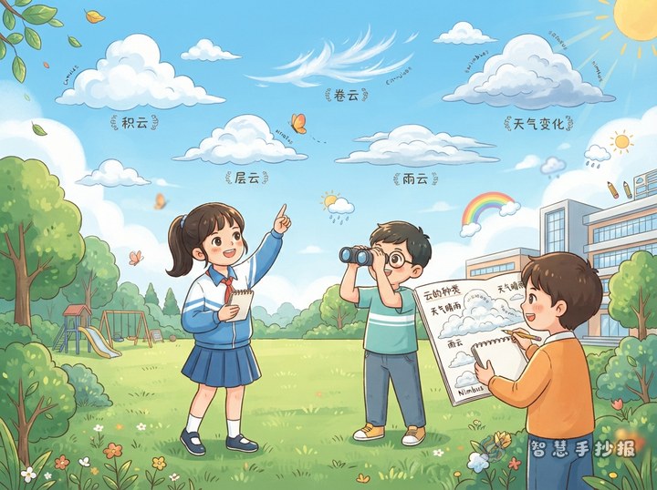 看云识天气手抄报怎么写？云的种类和天气变化素材都在这 - 相关内容封面