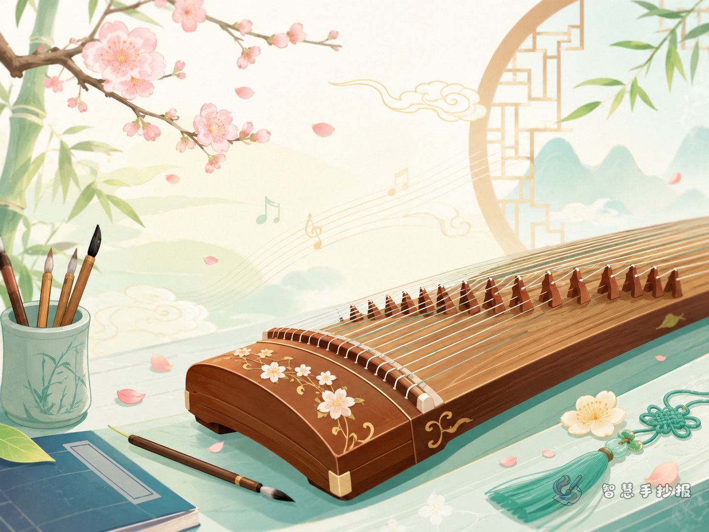 How can a guzheng handwritten newspaper look more graceful and classical? - Poster topic cover image