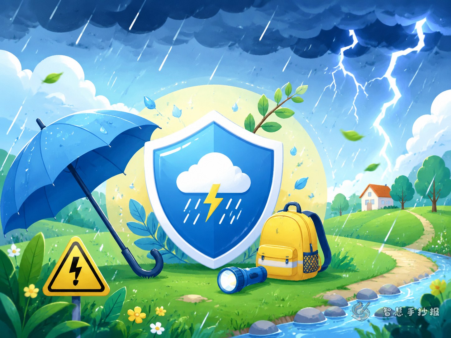 暴雨雷电手抄报怎么做更适合小学生安全教育 - 智慧手抄报专题封面图