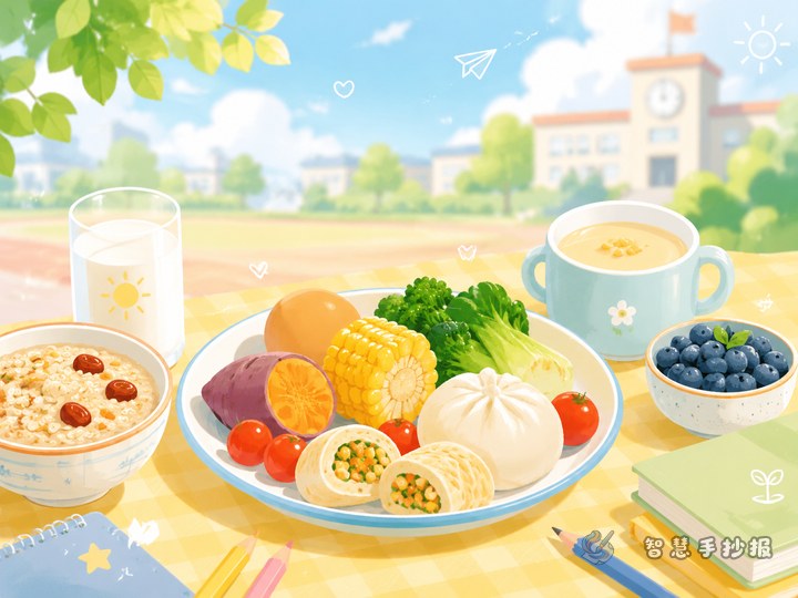 小学生早餐怎么搭配更健康手抄报可以分哪几个栏目 - 相关内容封面