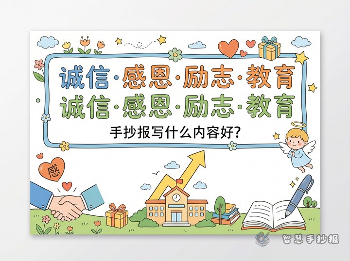 诚信感恩励志教育手抄报写什么内容好？ - 诚信感恩励志教育手抄报手抄报封面