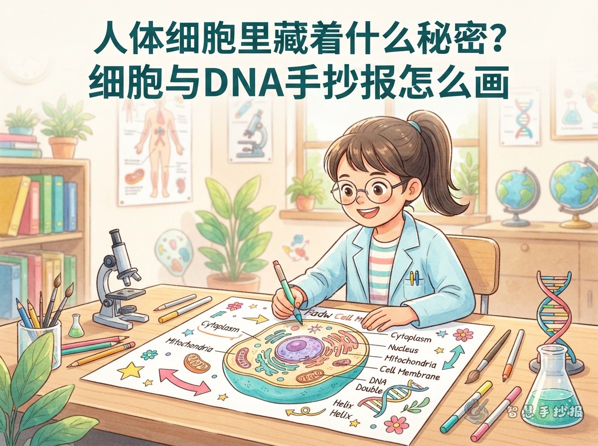 What Is Hidden Inside a Human Cell? How to Make a Cell and DNA Handwritten Poster - Poster topic cover image