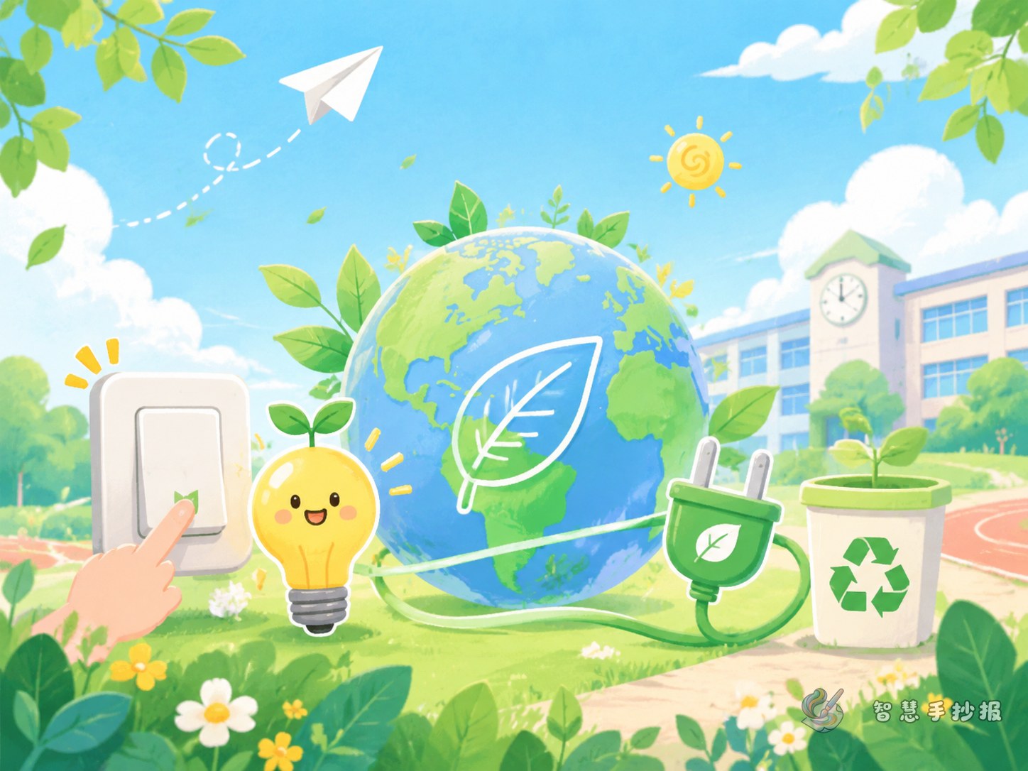校园节能用电与低碳行动手抄报写什么好 - 智慧手抄报专题封面图