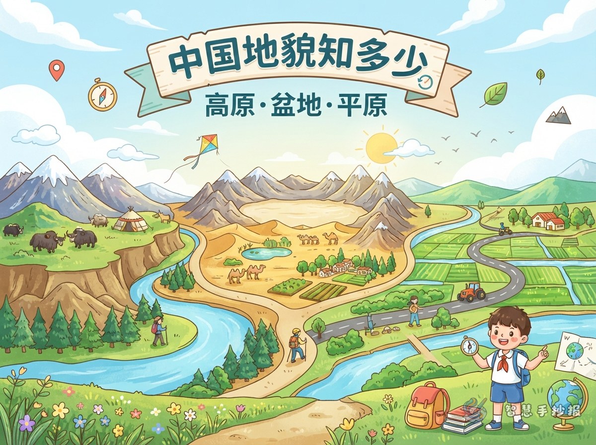 中国高原盆地平原手抄报怎么分栏目介绍 - 智慧手抄报专题封面图