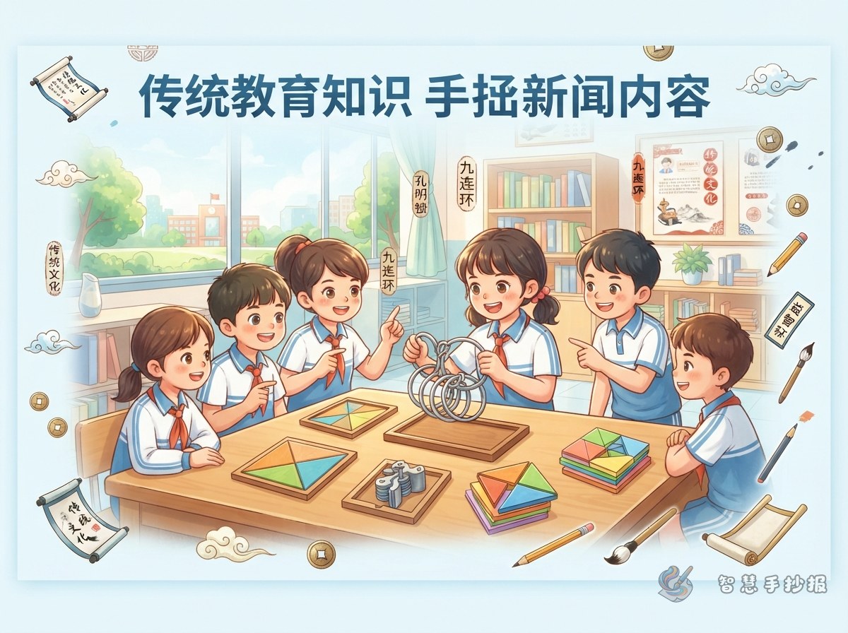 九连环手抄报可以写哪些传统益智知识 - 智慧手抄报专题封面图