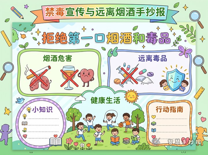 拒绝第一口烟酒和毒品手抄报内容怎么设计 - 相关内容封面