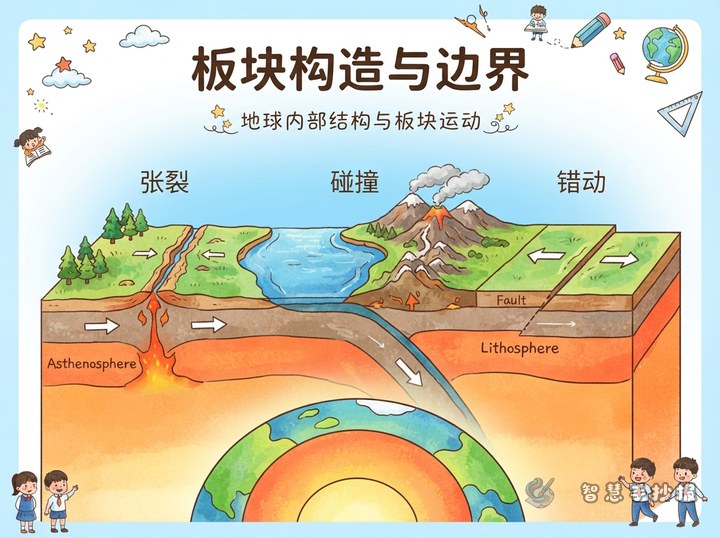 板块边界有哪几种？三种板块运动手抄报怎么画 - 相关内容封面