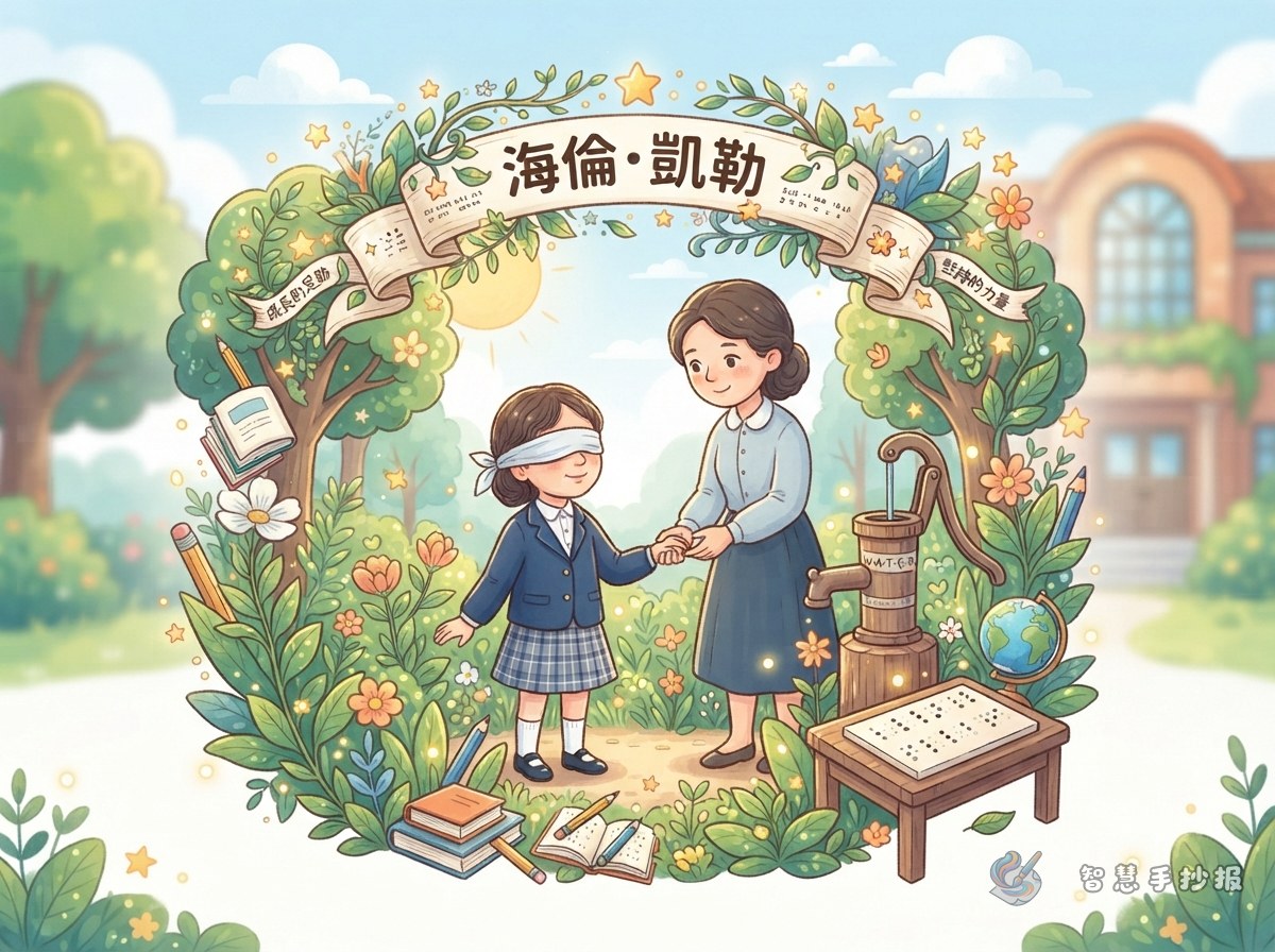 海伦&middot;凯勒手抄报内容怎么写，才能写出成长与坚持的力量 - 智慧手抄报专题封面图
