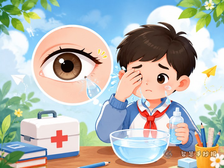 眼睛进异物了怎么办手抄报内容怎么写 - 校园急救技能与意外伤害处理手抄报系列作品预览