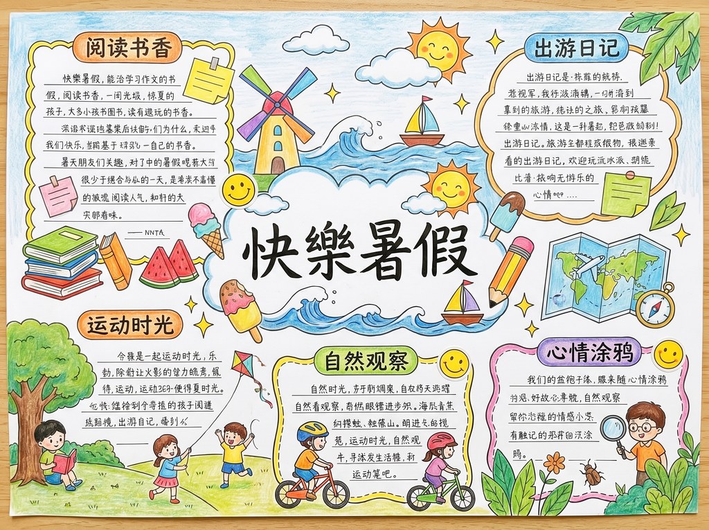 Happy Summer Vacation Handwritten Poster