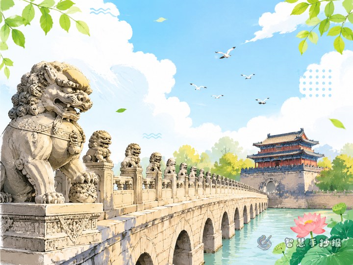 卢沟桥手抄报怎么设计才能突出名桥与古建筑特点 - 相关内容封面