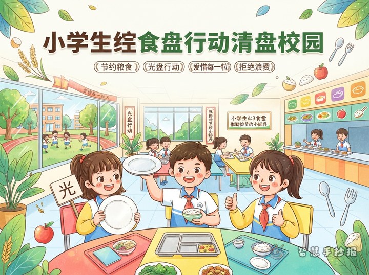 低年级小朋友怎么做校园节约粮食光盘行动手抄报 - 相关内容封面